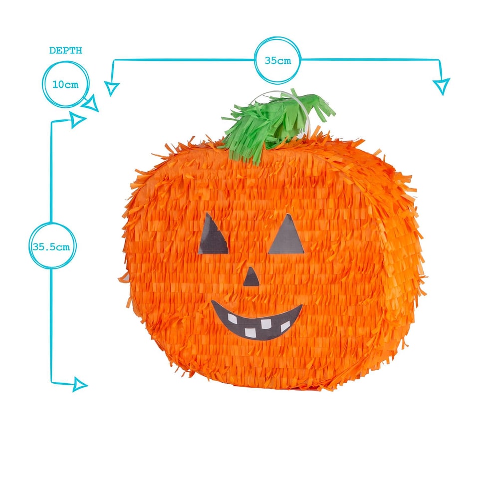 image 1 of Pinatas Halloween Pumpkin Cardboard Pinata, Stick and Blindfold Set - W35cm x D10cm x H35.5cm - Orange