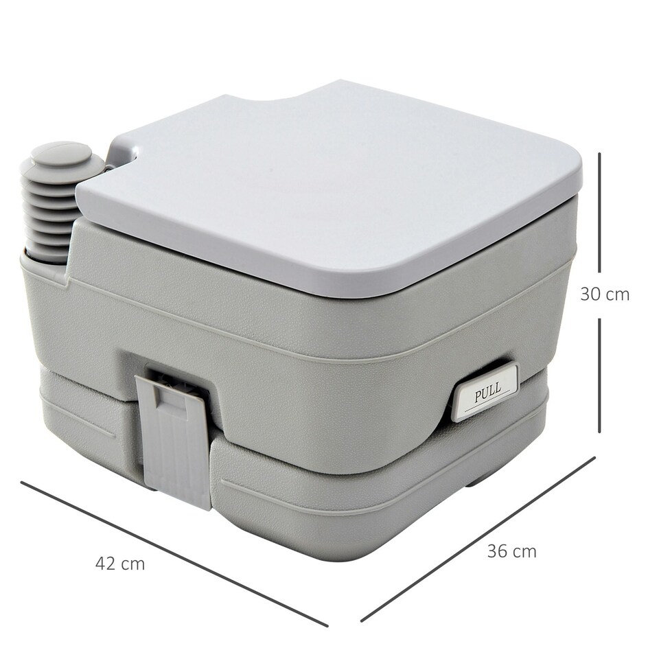 image 1 of HOMCOM 10L Portable Travel Toilet Outdoor Camping with 2 Detachable Tanks Grey