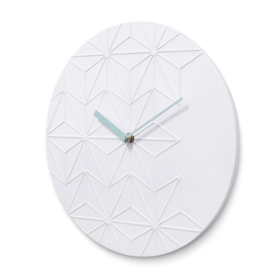 image 1 of Acctim Chloe Wall Clock Quartz Geometric Resin Face Open Dial White 30cm Black