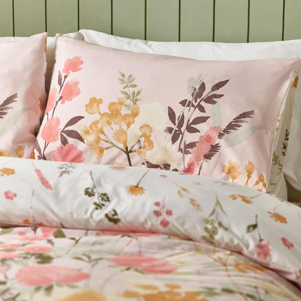 image 1 of Countryside Floral Reversible Duvet Cover Set | Pink | King