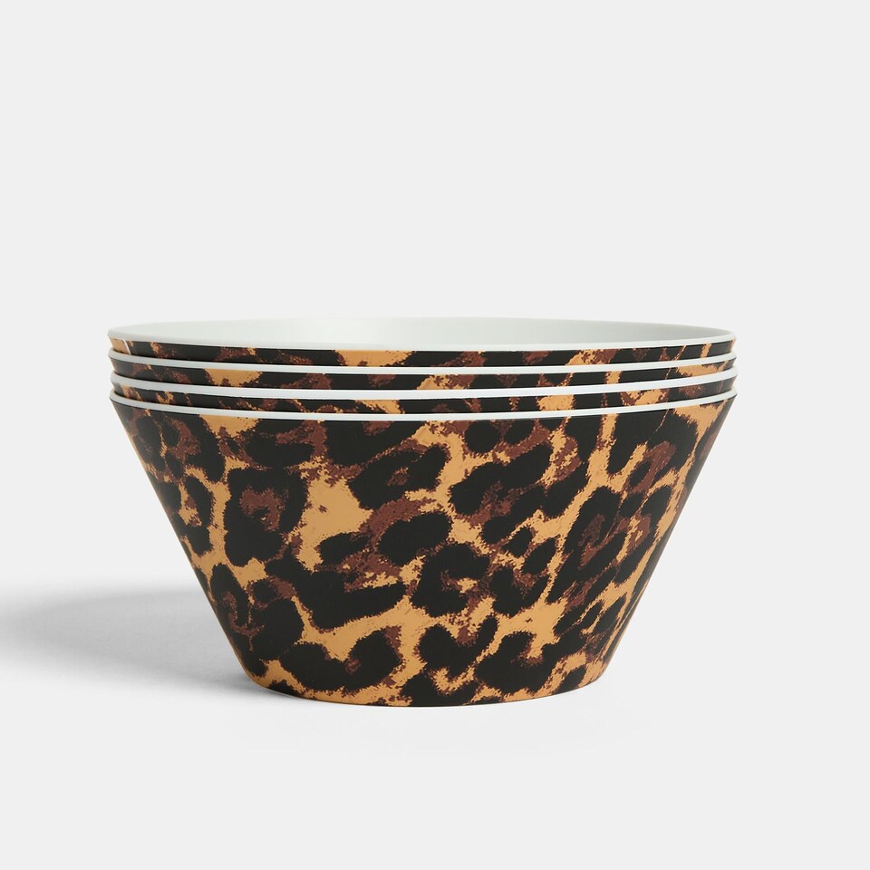 image 1 of OHS Summer Print Plastic Picnic Bowls Set of 4 Lightweight Outdoor
