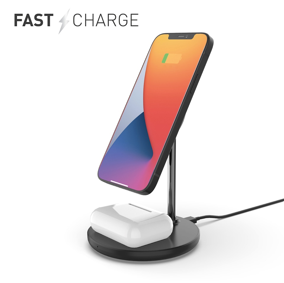 image 1 of SilverLabel 2 in 1 Wireless Charging Stand Black
