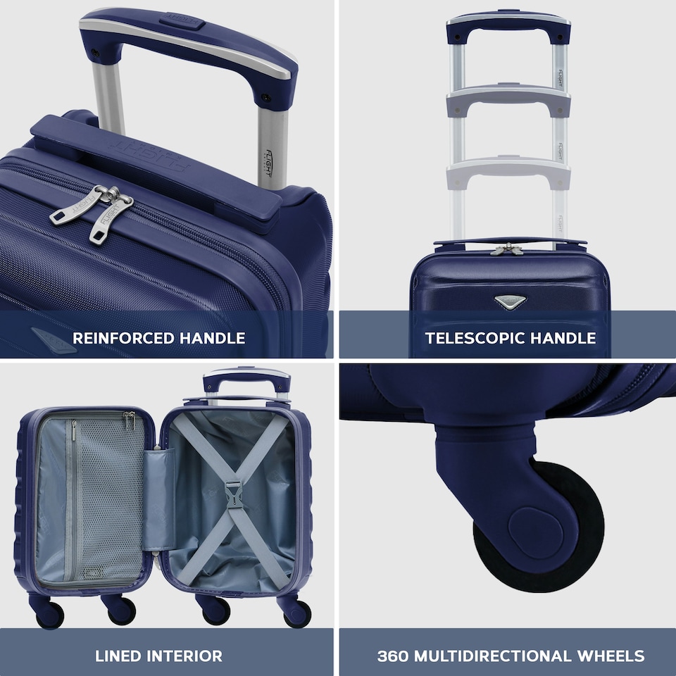 image 1 of 40x20x25cm Ryanair Free Carry-On Maximum Size Cabin Suitcase - Lightweight 4 Wheel ABS Hard Case - Cabin Carry On Hand Luggage Suitcase 100+ Airline Approved Blue | Navy | Cabin Bag