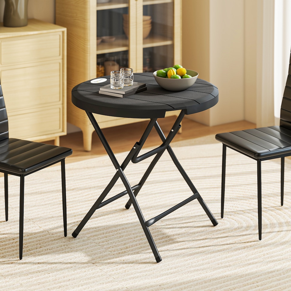 image 1 of Outsunny Round Garden Dining Table for 4, Foldable Outdoor Table for Garden