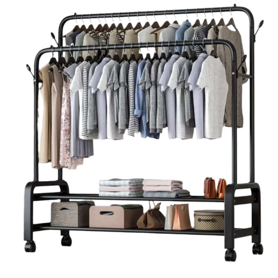 closet black clothing rack with wheels