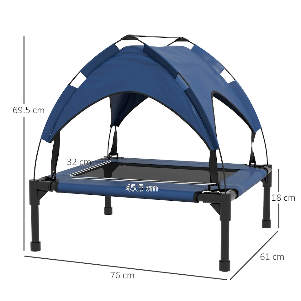 image 1 of PawHut Cooling Raised Dog Bed w/ Breathable Mesh, for S, M Dogs - Dark Blue
