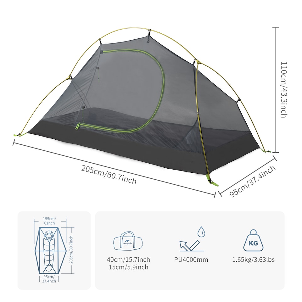 image 1 of Cycling Ultralight 1 Man Tent + Mat | Blue | Navy Blue