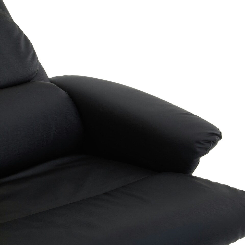 image 1 of Interiors by Premier Luxurious Black Leather Effect Reclining Chair and footstool, Easy to Clean Leather Chair, Comfy Footstool
