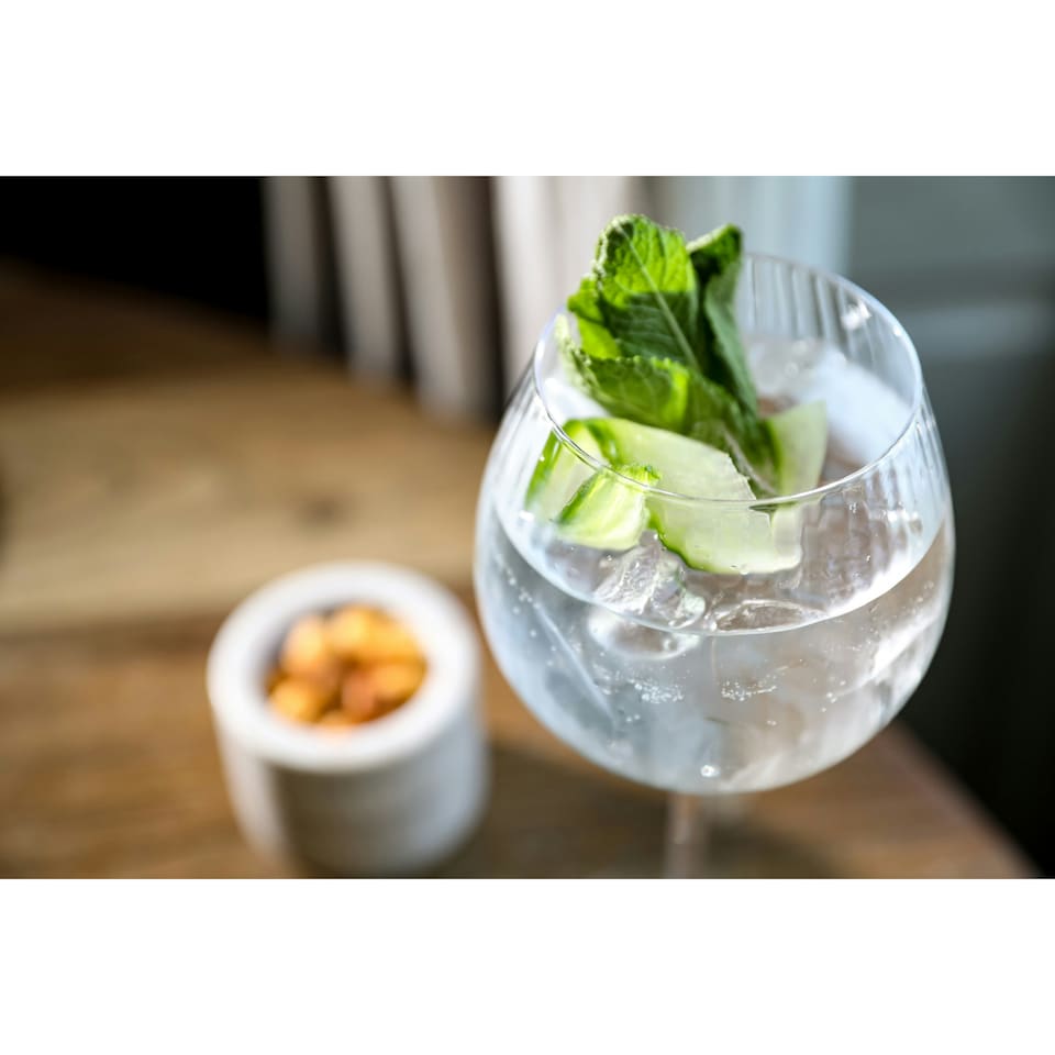 image 1 of BarCraft Handmade Ribbed Gin Glasses Gift Box Set of 2