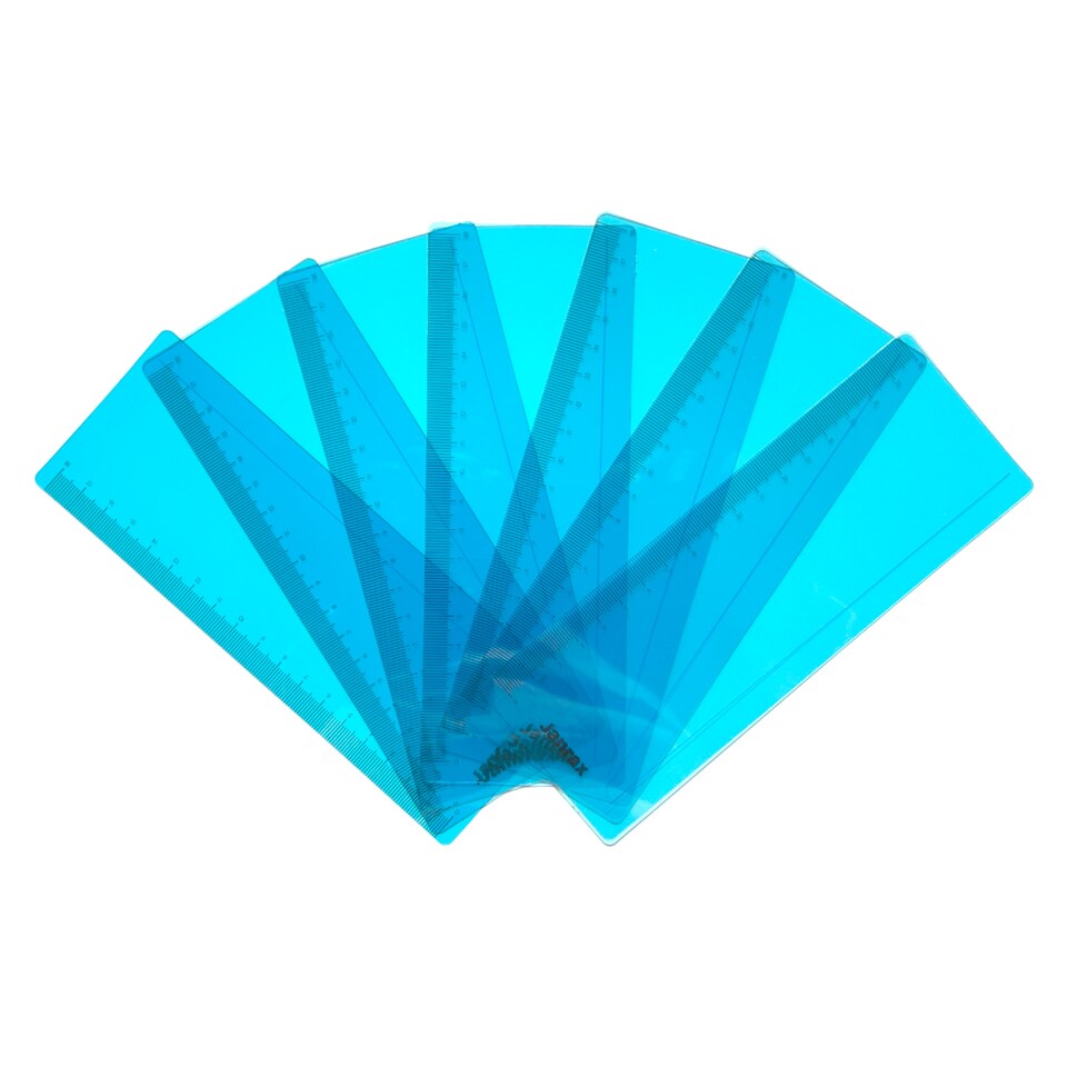 image 1 of Pack of 8 Blue 191x70mm Dyslexia Overlay Reading Rulers  - PET Material, Rounded Corners | Blue | Blue