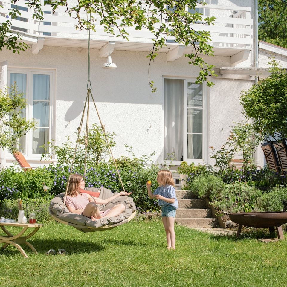 image 1 of Swing Nest Hanging Chair Taupe | Grey