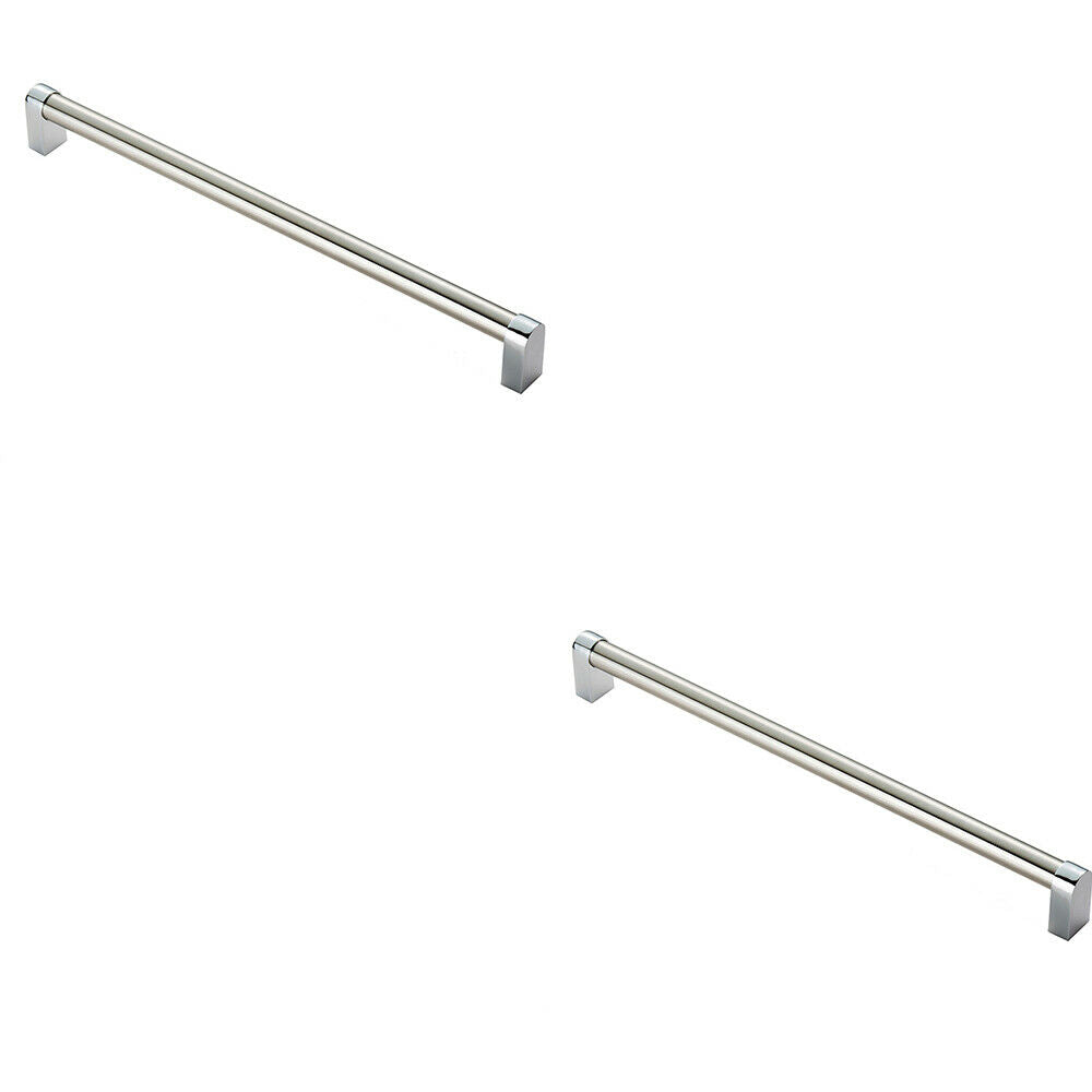 Loops 2x Round Tube Pull Handle 336 x 16mm 320mm Fixing Centres Satin Nickel & Chrome in Metallics