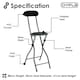 image 2 of Oypla Black Padded Folding High Chair Breakfast Kitchen Bar Stool Seat Black