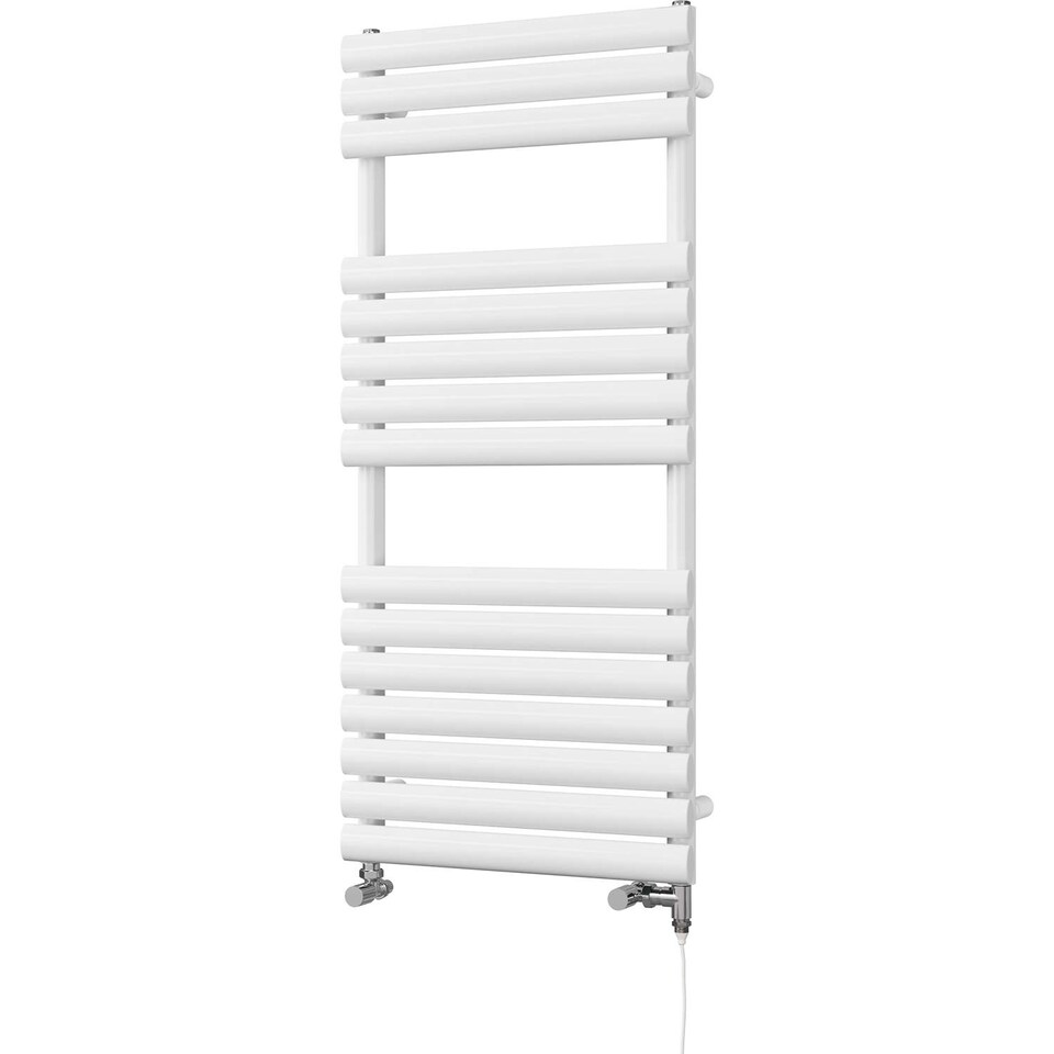 image 1 of Omeara - White Dual Fuel Towel Rail H1120mm x W500mm Standard