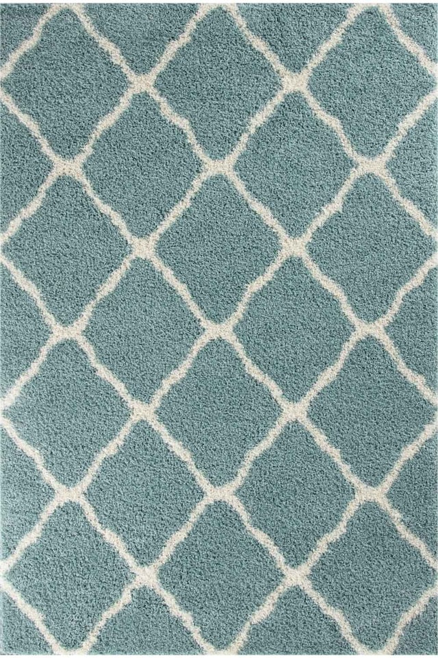 image 1 of The Rugs Moroccan Collection Soft High Pile Shaggy Lattice Floor Rugs and Runners Living Room