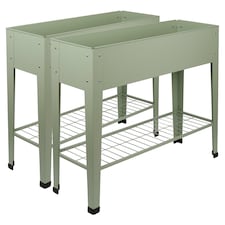 Harbour Housewares Elevated Raised Garden Beds with Legs & Storage Shelf - Green - Pack of 2 | Green | Green