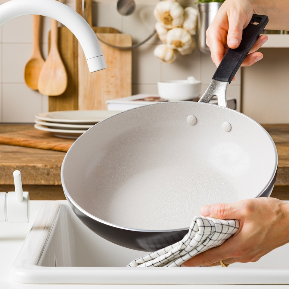 image 1 of KitchenAid Coloured Aluminium Wok, 28cm, Matt Black