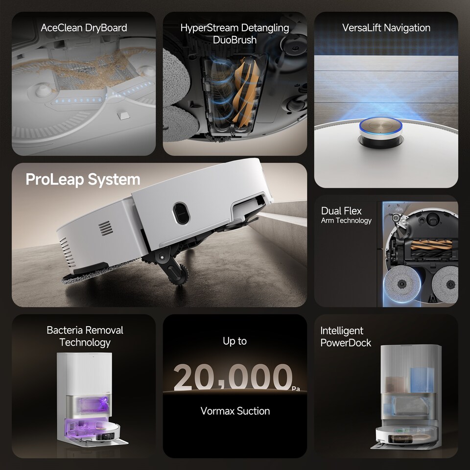 image 1 of Dreame X50 Ultra Complete Robot Vacuum & Mop, 20000Pa, climbs up to 6CM, Liftable Brush&Mops, 80C Hot Mop Washing, Anti-Tangling