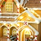 image 7 of HOMCOM Christmas Village Gingerbread House with LED Lights and Music, Lighted and Musical Christmas Candy House with Gingerbread Man, Battery Operated, Brown