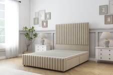 Sloomy Madison Almond Coniston Divan Bed Base 2 Drawers Left Side With 26 Inch Strutted Headboard & 12 Inch Matching Footboard | Cream | Almond | Single | 1