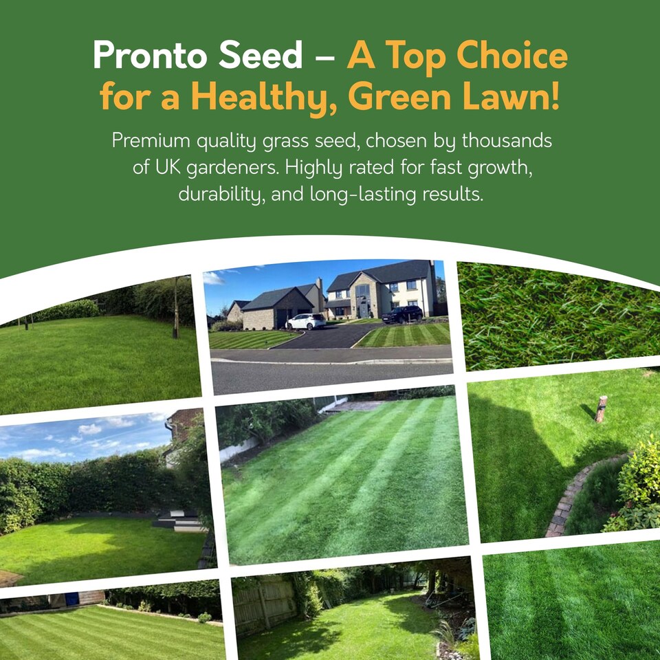 image 1 of Pronto Seed Grass Seed 5.6KG Premium Quality 336m2 Coverage for Overseeding, Fast Growing & Hard Wearing Lawn Seed, Defra Approved | Green