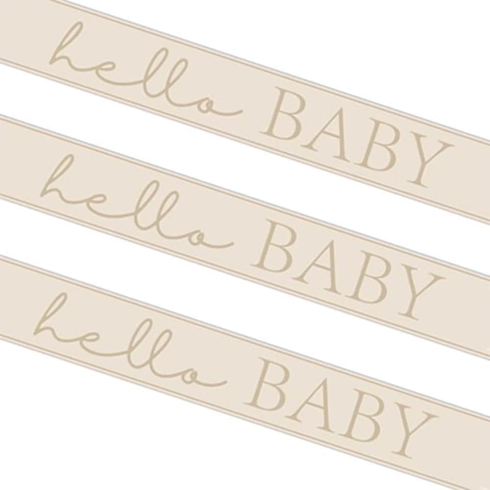 image 1 of Hello Baby Neutral Baby Shower Foil Banner 274cm | Cream