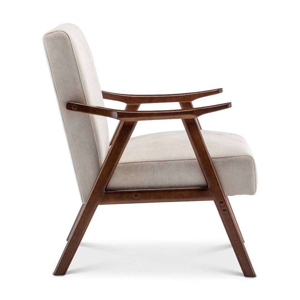image 1 of Faux Leather Suede Cream Selma Accent Chair