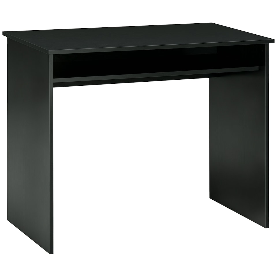 image 1 of HOMCOM Computer Desk Writing Table Study Workstation Storage Black Wood Grain