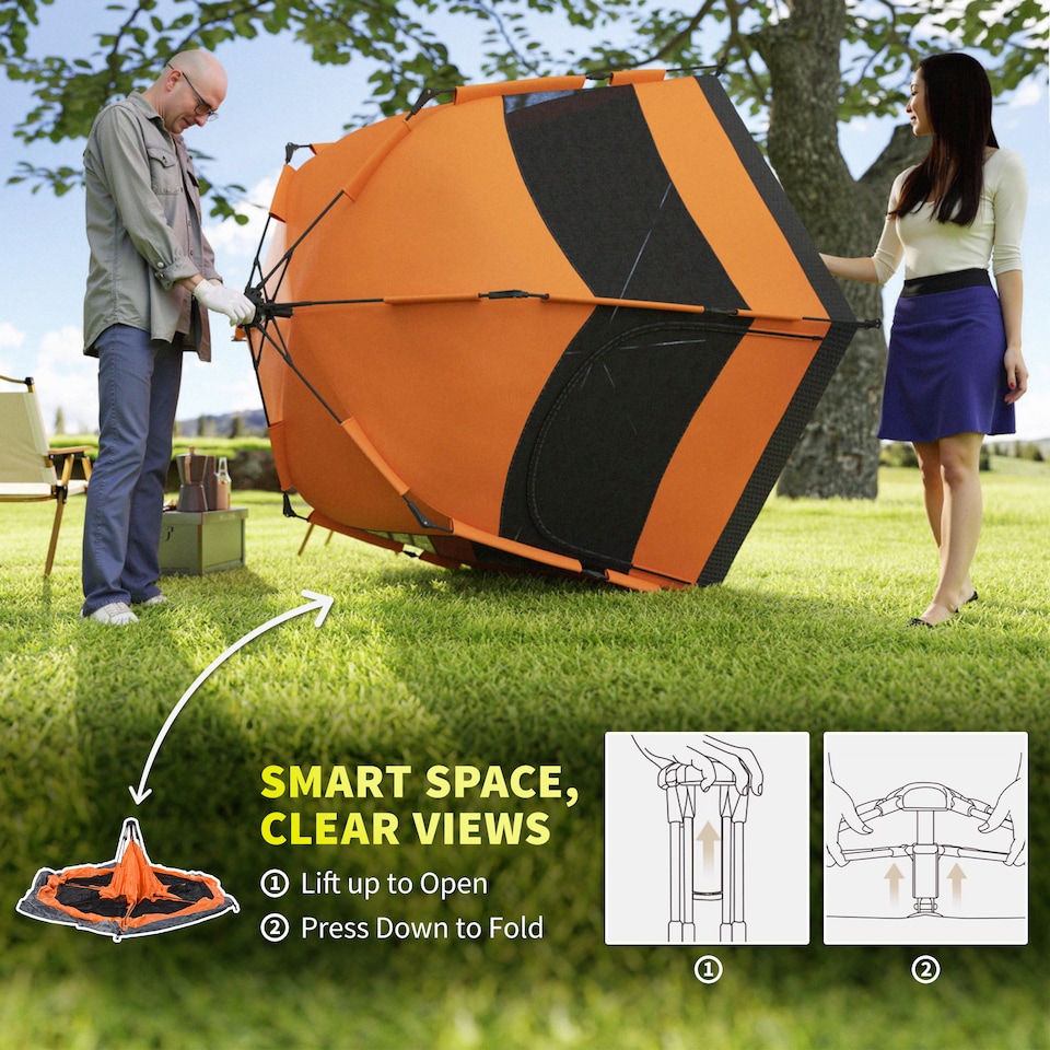 image 1 of Outsunny 4 Person Camping Tent Festival Hiking Shelter, Blue