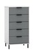 image 1 of Madrid 5 Drawer Chest - L38 x W50 x H94 cm - Grey/White Gloss