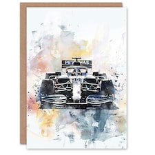 Racing Modern Watercolour Race Car Track Him Birthday Card