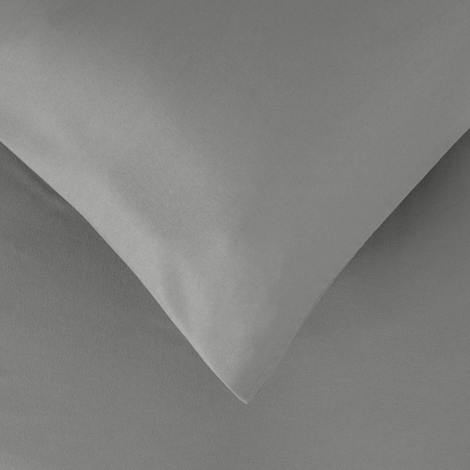 image 1 of OHS Soft Microfibre Plain Duvet Cover and Pillowcase Set, Single - Grey