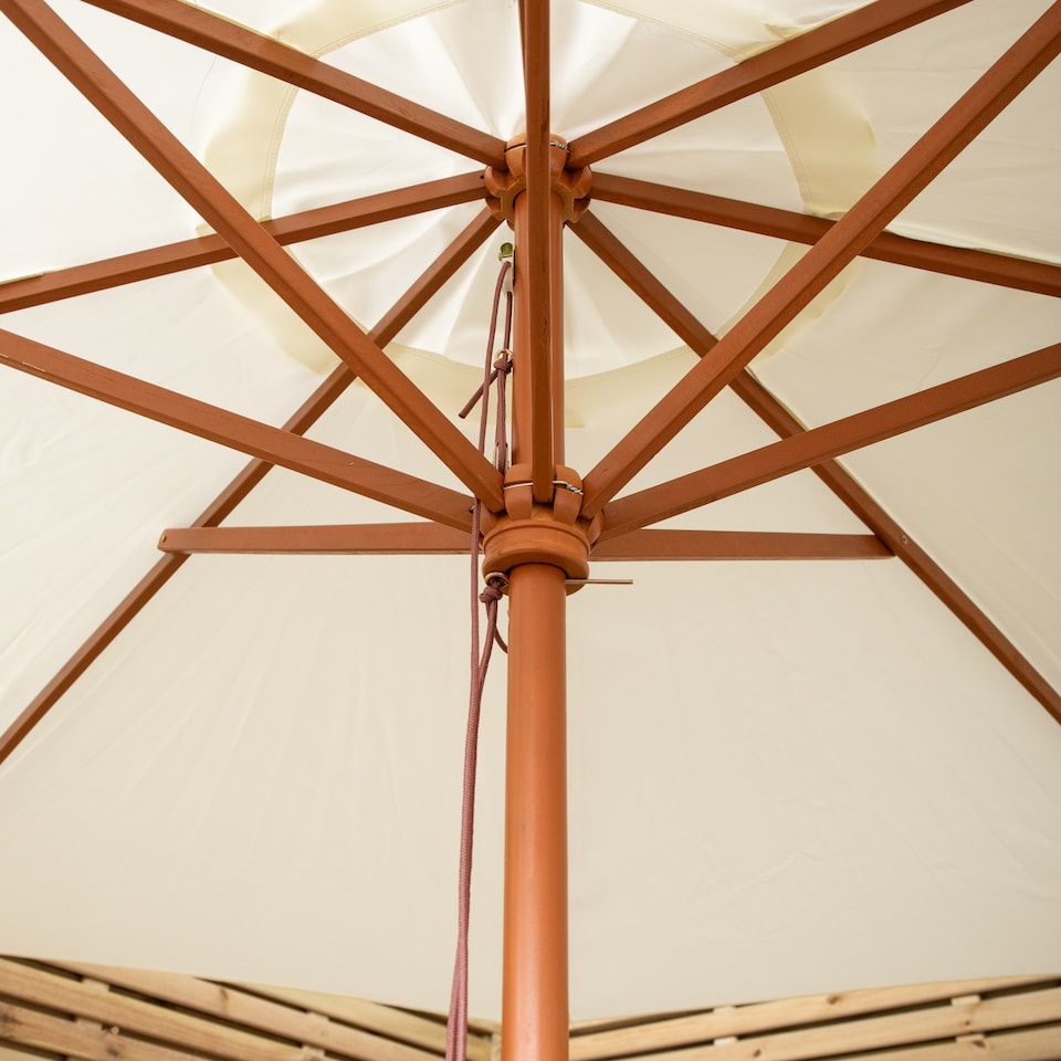 image 1 of Samuel Alexander 2.7m Outdoor Wooden Garden Parasol Sun Shade with Carry Bag in Cream