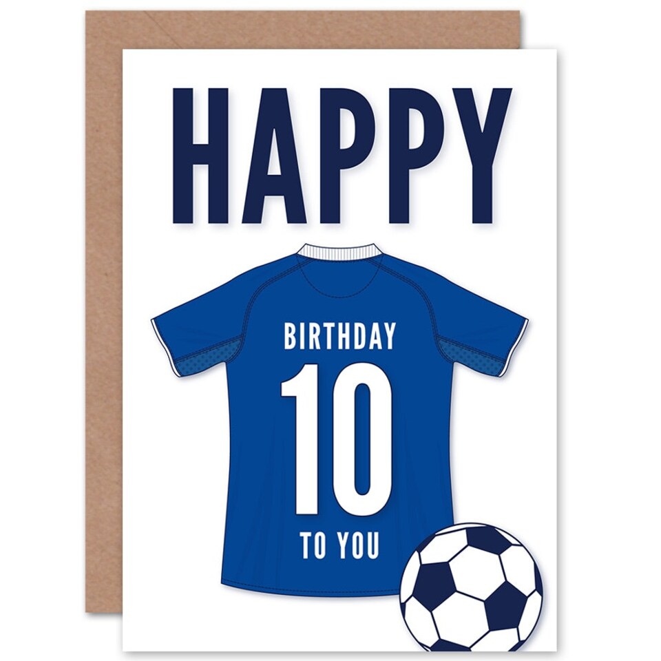 image 1 of Football Strip Kit Jersey Top On 10 Year old Kids 10th Birthday Card