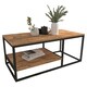 image 1 of 2-Shelf Wooden Rectangle Coffee & Side Table With Metal Frame Living Room Decor | Multi | Pine