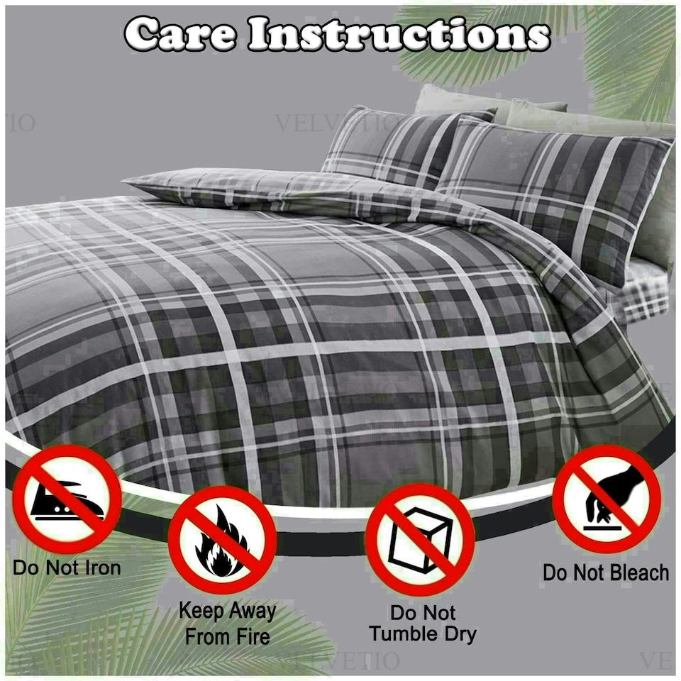 image 1 of Newton Tartan Check Duvet Cover Set Reversible Polycotton Beddings Grey | King