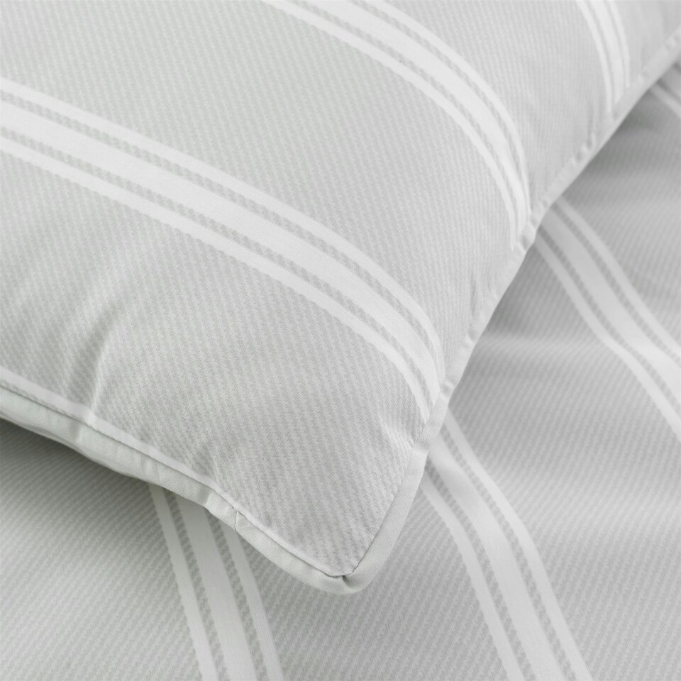 image 1 of Bianca Ashford Stripe Silver Duvet Cover Set Grey | Super King