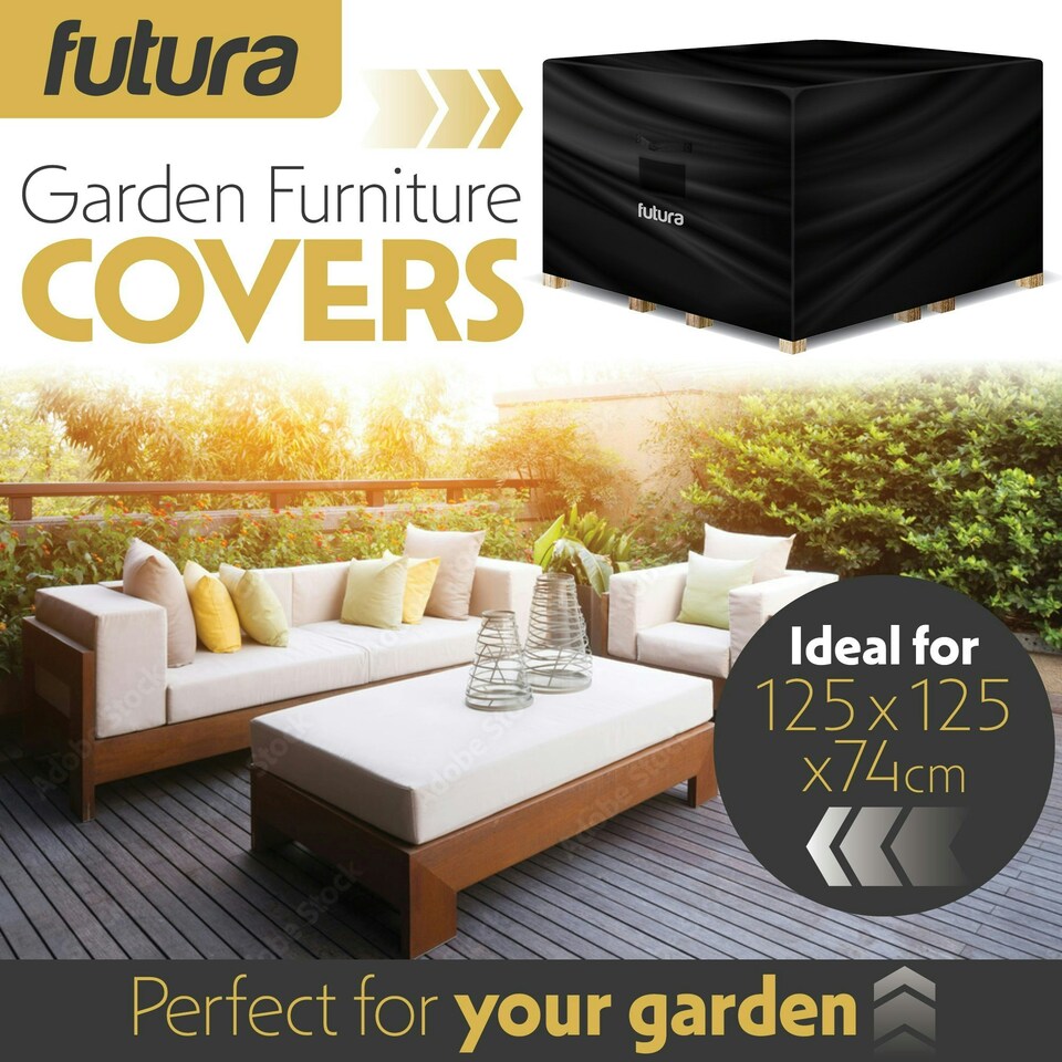 image 1 of Futura Square 125x125x74cm Waterproof Garden Furniture Cover 600D | Black | Black | 125x125x74cm | 1