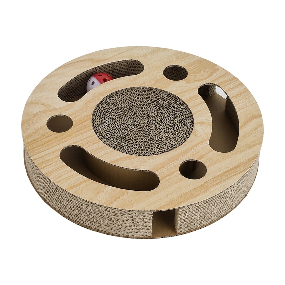 Living and Home Round Cat Scratcher with Ball Toy - Brown