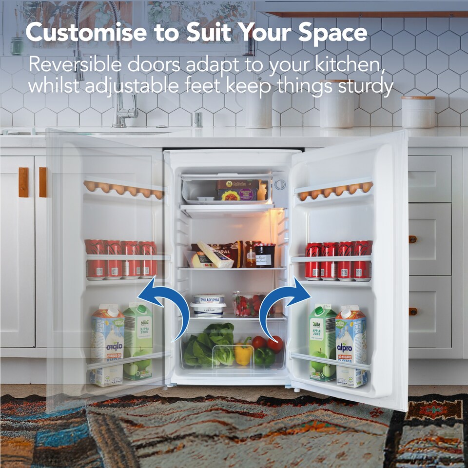 image 1 of Igenix IG3920 Freestanding Under Counter Fridge and Chill Compartment, 2 Glass Shelves and Salad Drawer, One Bottle Shelf and Egg Rack, 48 cm Wide, White