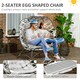 image 4 of Outsunny Egg Chair Outdoor, 2 Seater Folding Weave Garden Furniture Chair with Cushion, Cup Pockets for Patio Balcony - Light Grey | Grey | Light Grey