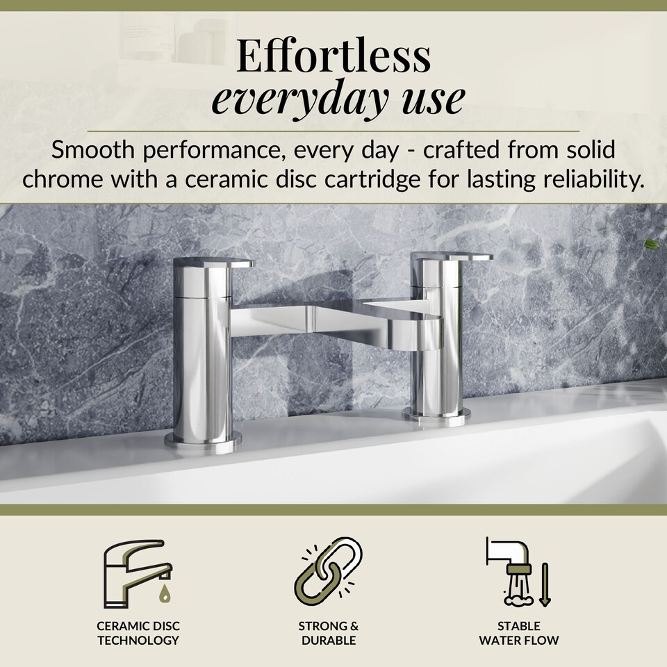 image 1 of Cascade Round Deck Mounted Bath Tap - Chrome | Silver | Chrome | 1