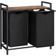 image 1 of Laundry Sorter with 2 Removable Liner Bags, Pull-Out Hampers and Storage Shelf, Rustic Brown and Ink Black