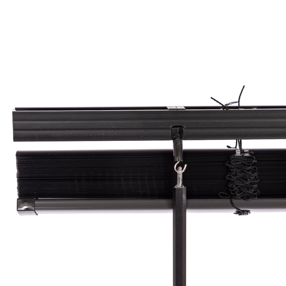 image 1 of 120 x 150cm PVC Black Home Office Venetian Window Blinds with Fixings | Black