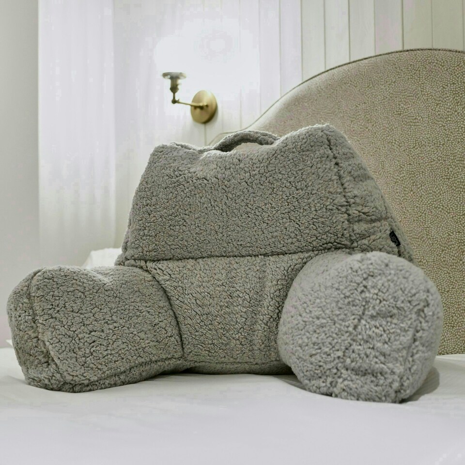 image 1 of icon Teddy Bear Cuddle Cushion Grey Reading Support Pillow Grey | One Size