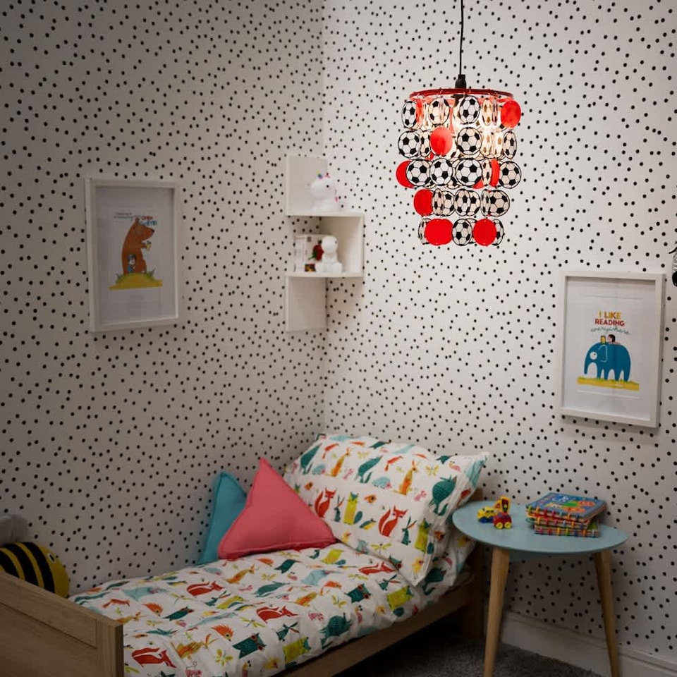 image 1 of ValueLights Children's Red And White Football Pendant Shade & Bulb | Red