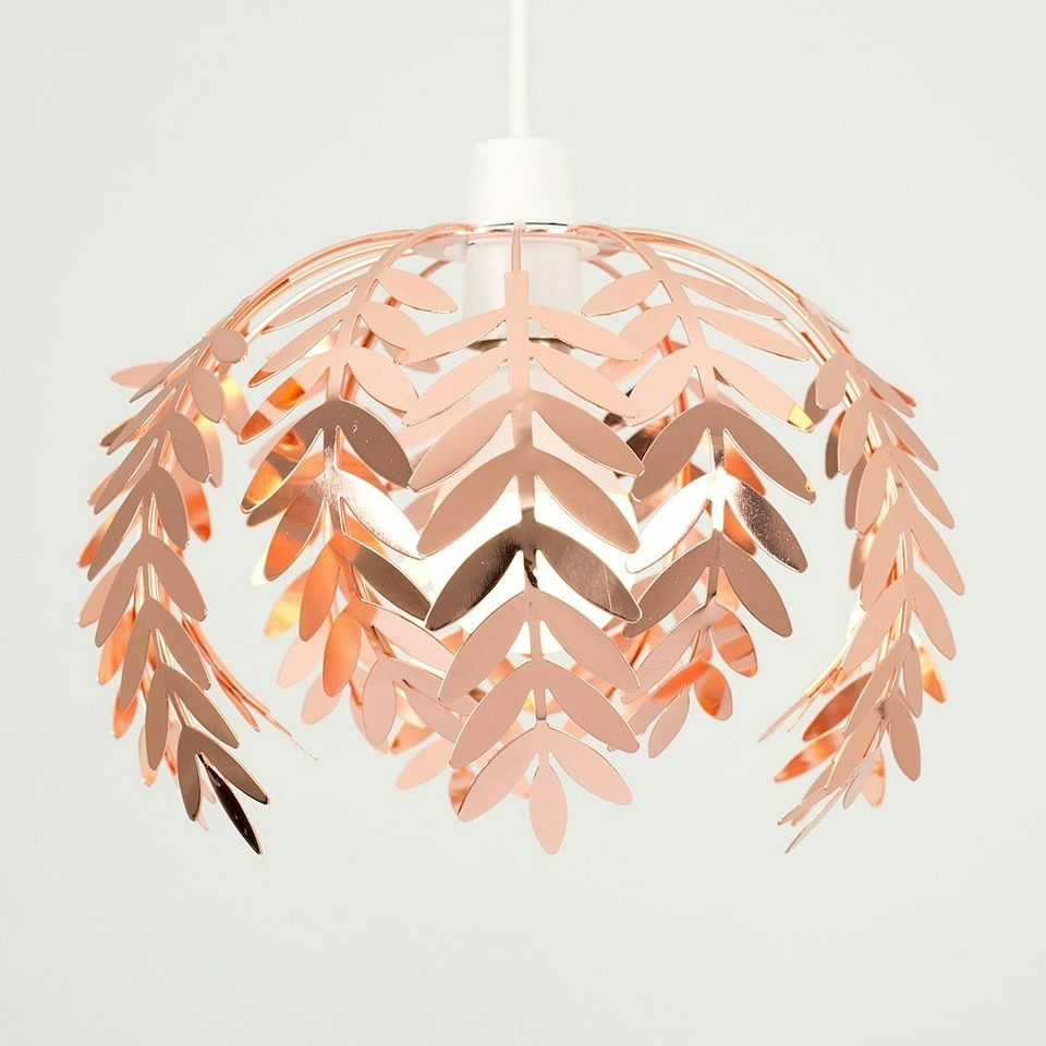 image 1 of ValueLights Pinnate Copper Ceiling Pendant Light Shade with LED Bulb Copper