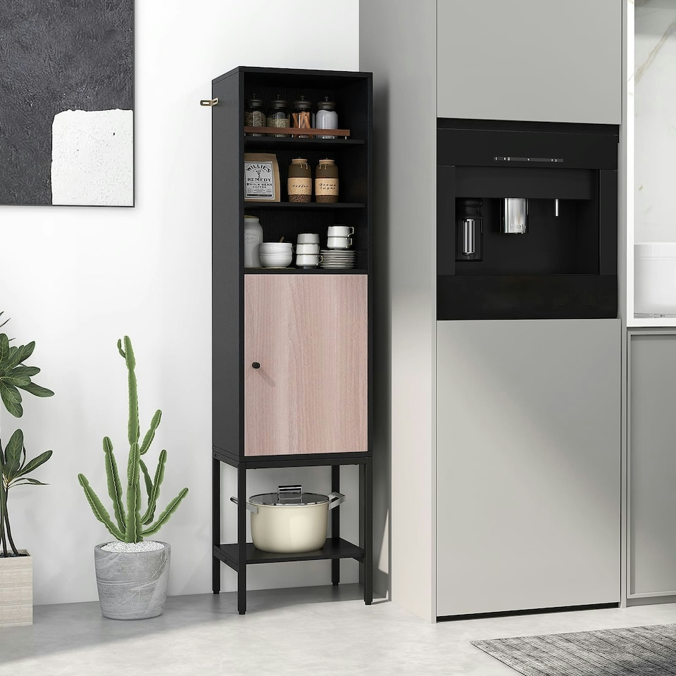 image 1 of COSTWAY Storage Cabinet w/Adjustable Shelf Black Black