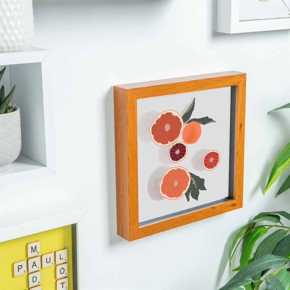 image 1 of Nicola Spring 8 x 8" Photo Frame - Dark Wood - 3D Photo Frame Picture Frame Box Portrait Display Case (22.5 x 22.5cm)