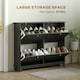 image 3 of HOMCOM Narrow Shoe Cabinet with 4 Flip Drawers Adjustable Shelves Black | Gold | 119.5W x 23.5D x 87H cm
